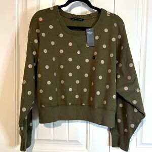 Abercrombie Sweater Army Green and Gold Polka Dots